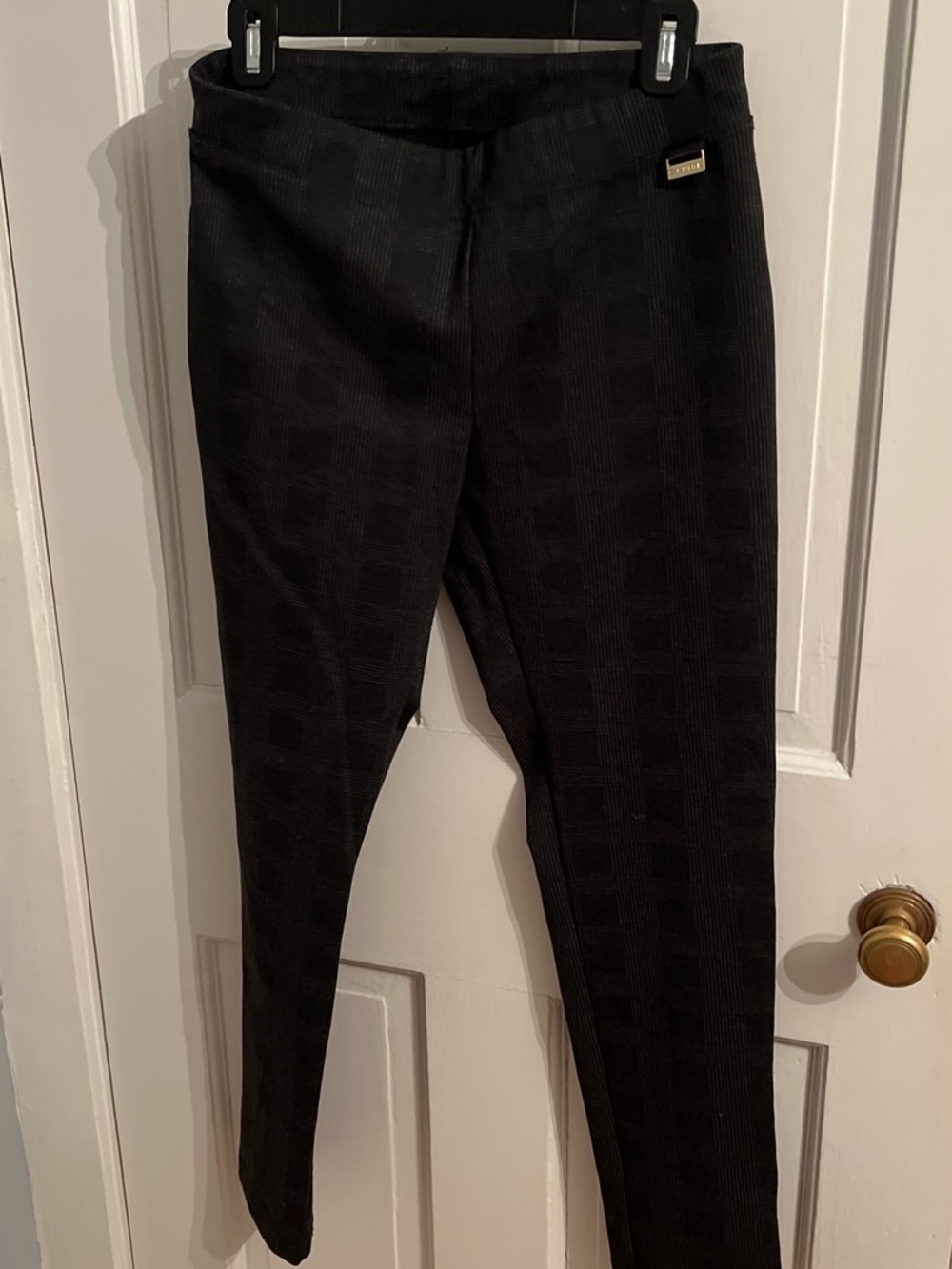 Calvin Klein Black Textured Slim Ponte Pants